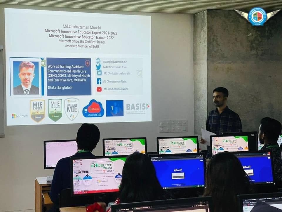 A hands-on training session with students in the computer lab